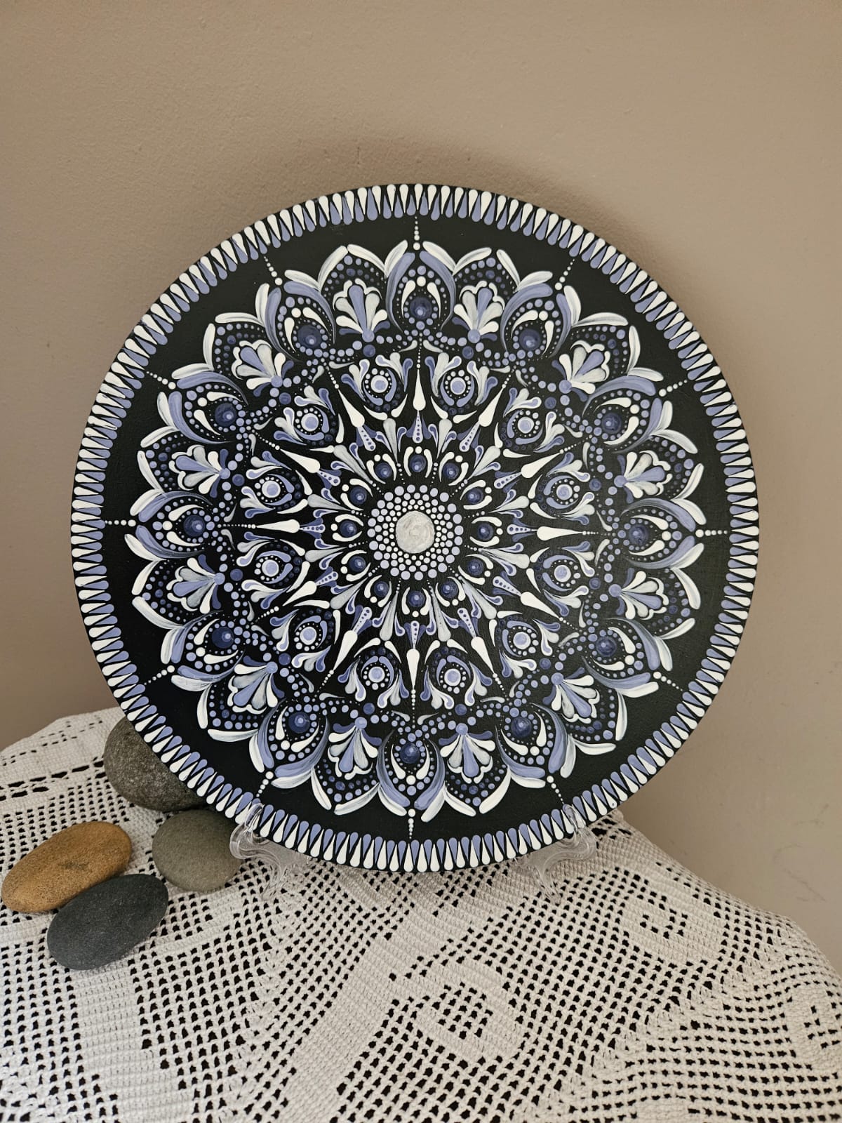 Round blue and white mandala